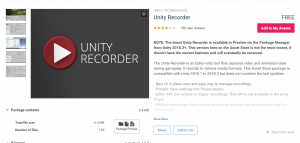 UnityRecorder／アセットページ